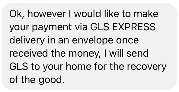 GLS Express Facebook Messenger Scam