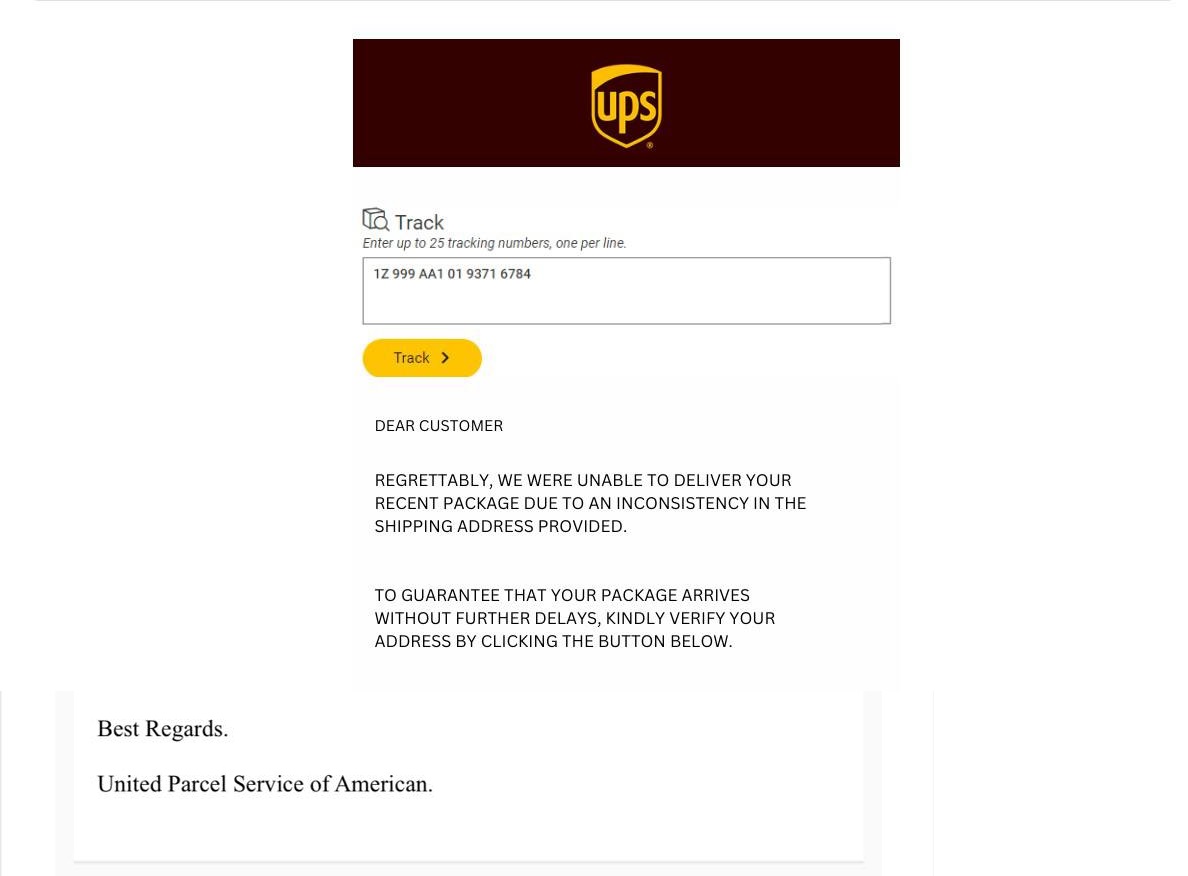 UPS Scam Email