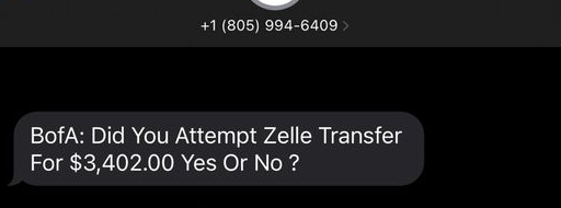 Bank Of America Text Scam Zelle Transfer