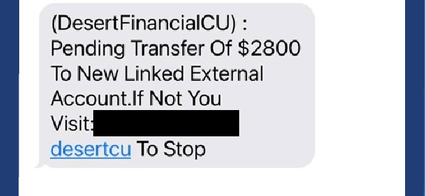 Financial Scam Text Message