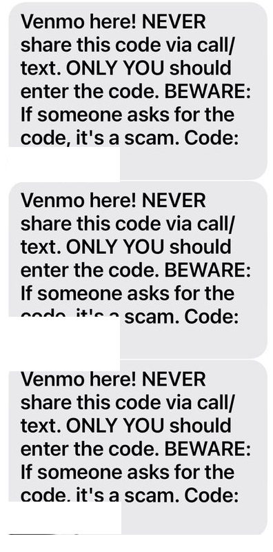 Venmo Phone Call Scam Money Transfer and 6-Digit Code Text