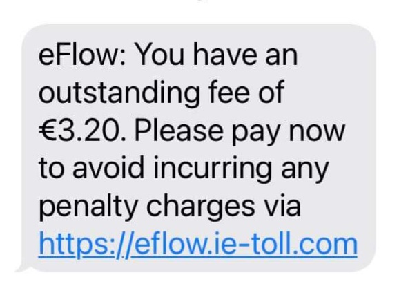 eFlow Scam Text - Outstanding Fee and Payment