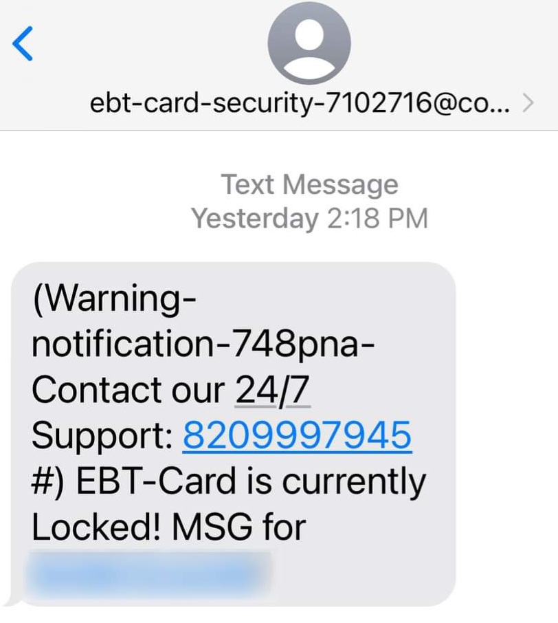 The EBT Card Locked Scam Text
