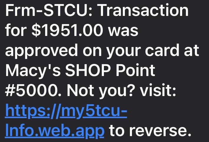 STCU Scam Text Messages