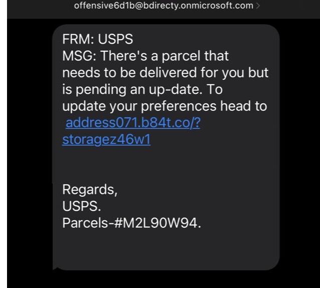 Text From USPS Scam Messages Parcel Needs to be Delivered