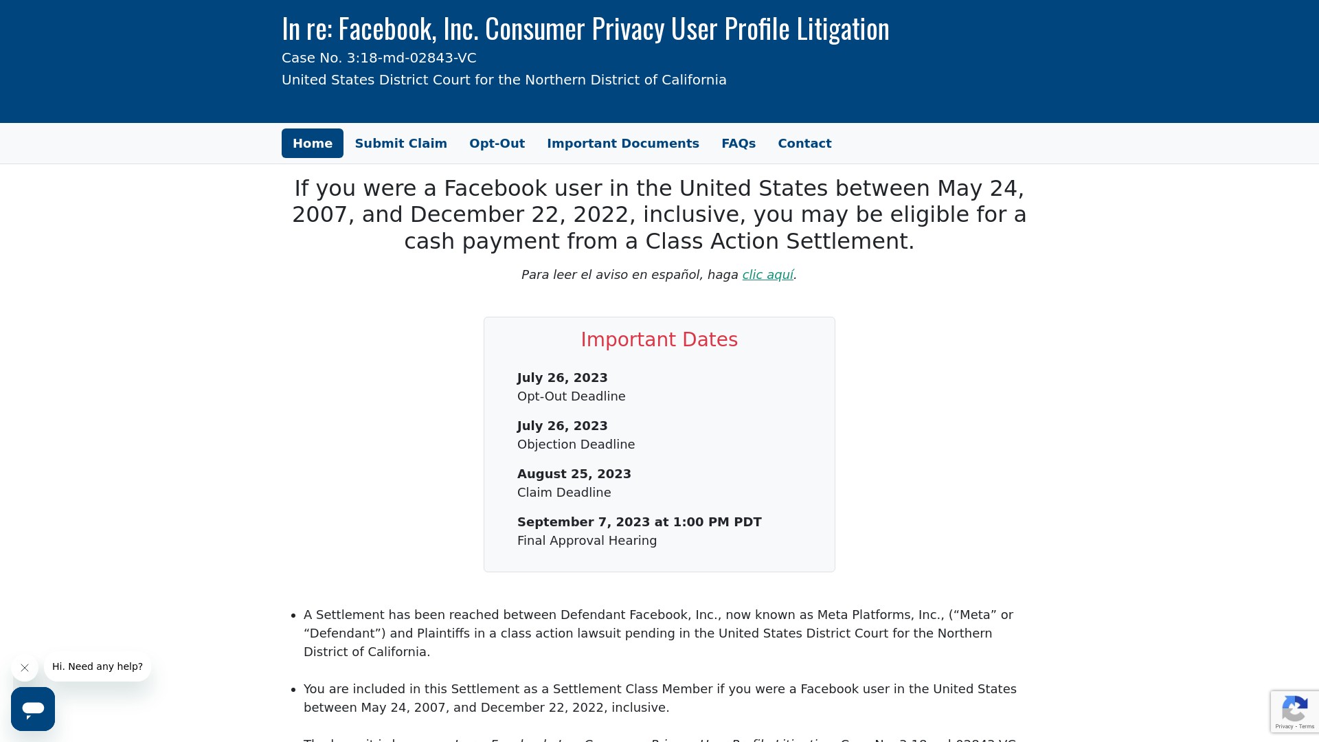 Facebook User Privacy Settlement facebookuserprivacysettlement.com