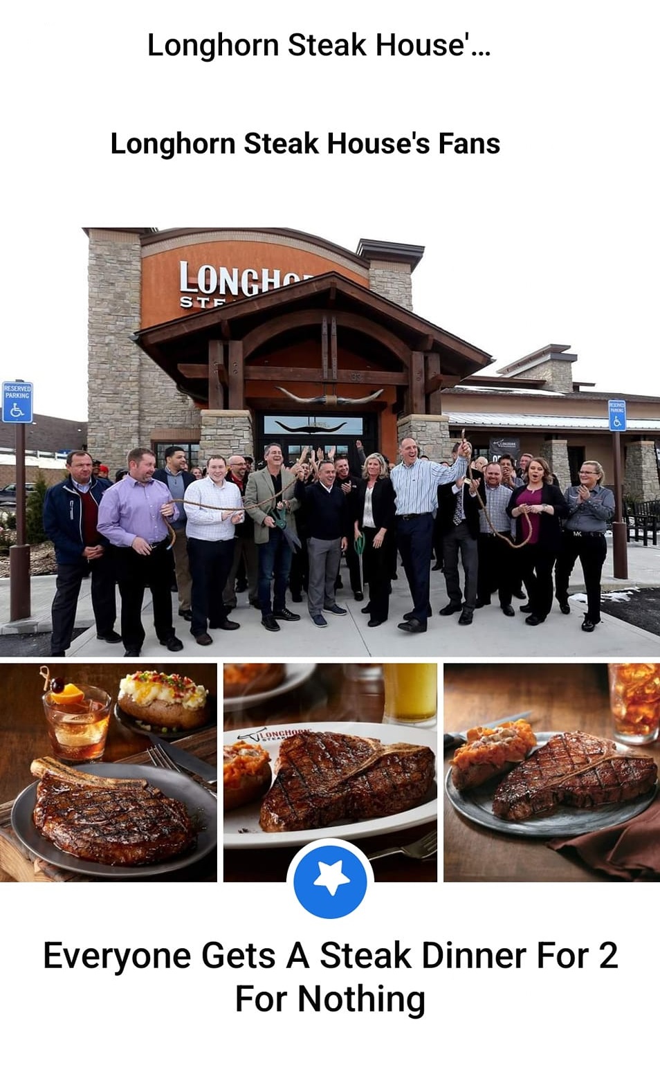 Longhorn Steakhouse Scam on Facebook - Free Steak Dinner