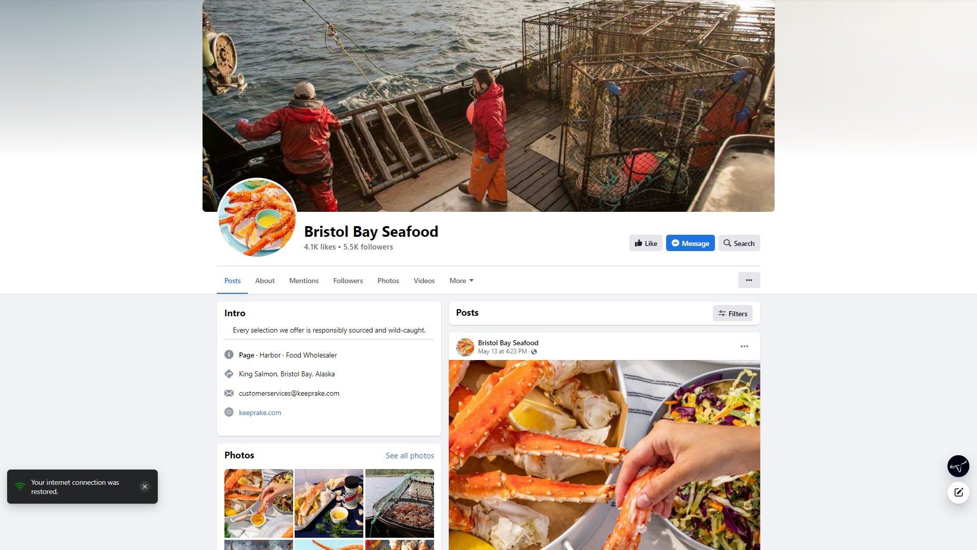 Bristol Bay Seafood Facebook Scam