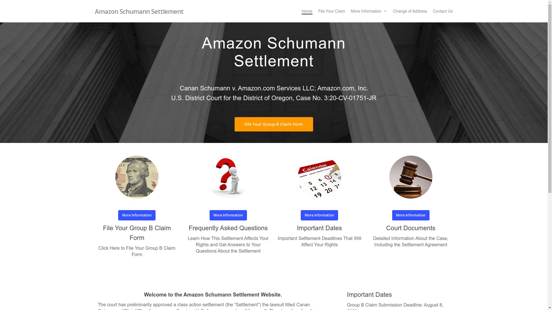 Amazon Schumann Settlement Website - amazonschumannsettlement.com