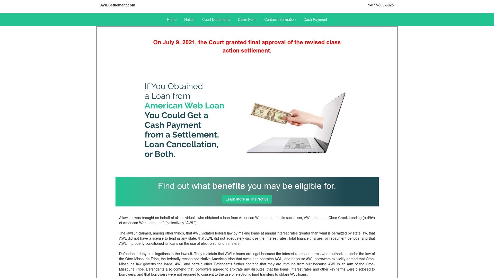 https://www.awlsettlement.com -  AWL Settlement - American Web Loan Class Action Lawsuit