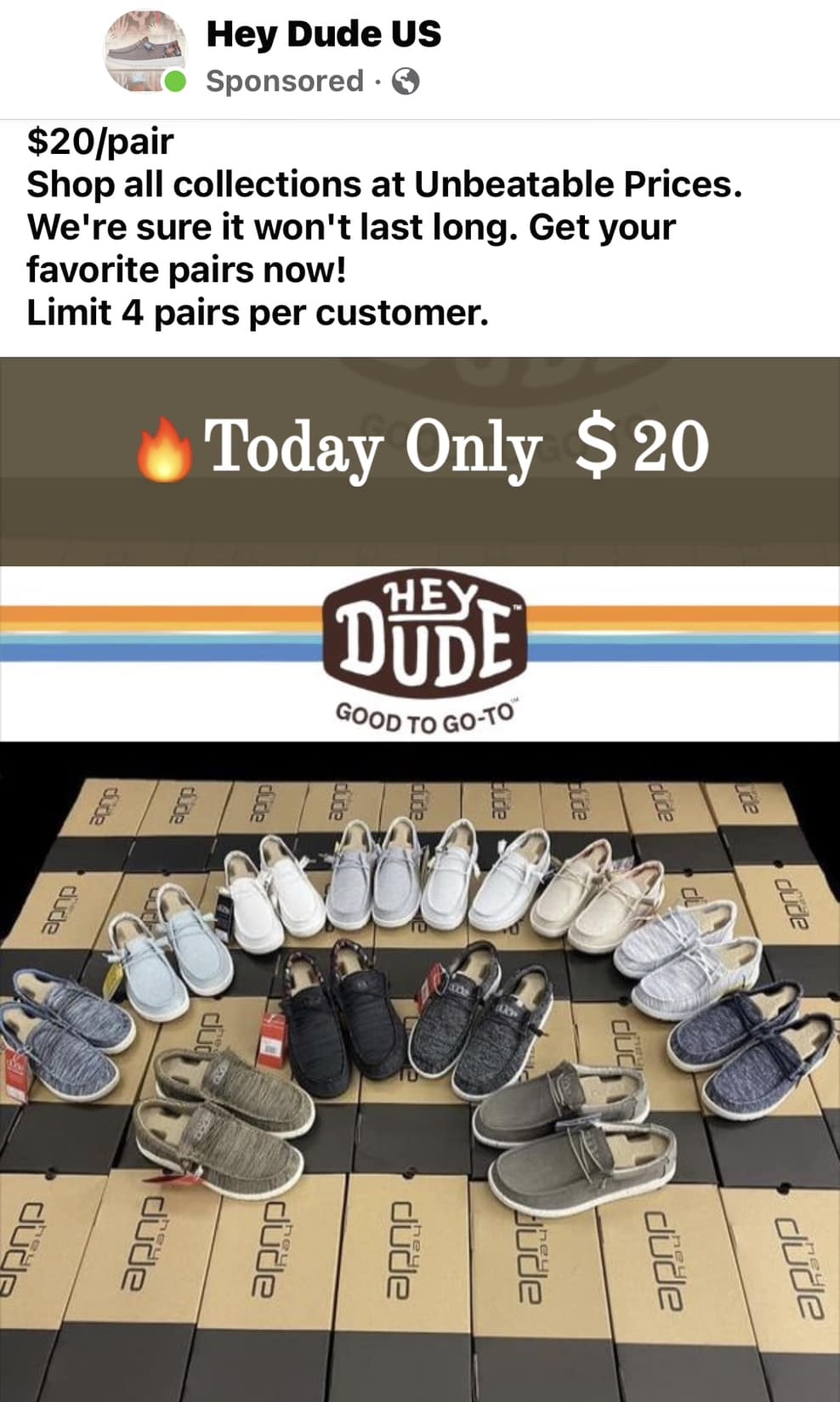 Hey Dudes 19.99 Sale Scam