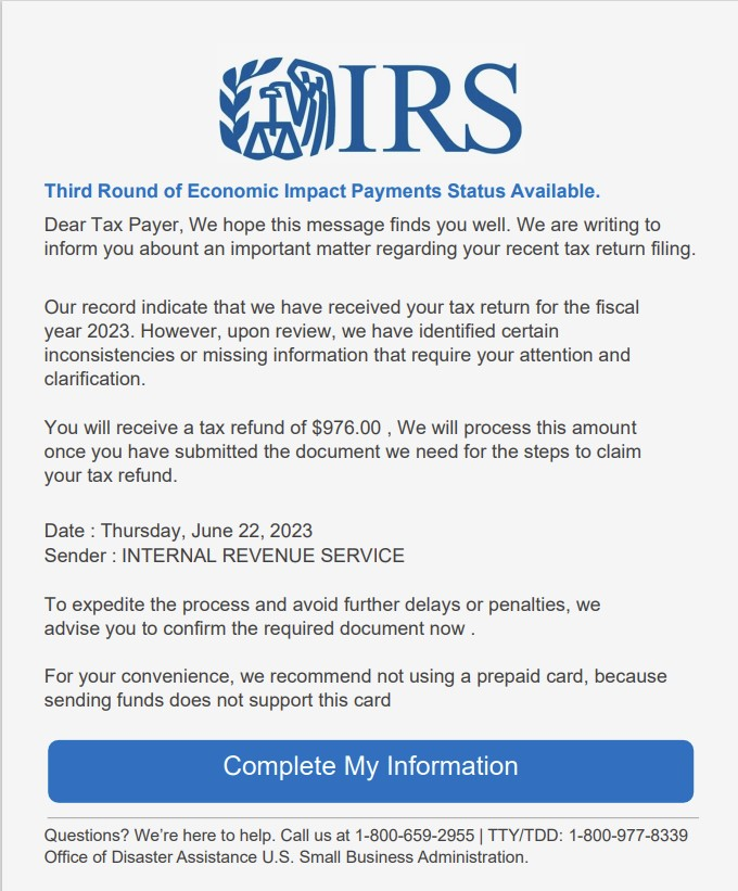 IRS Email Scam