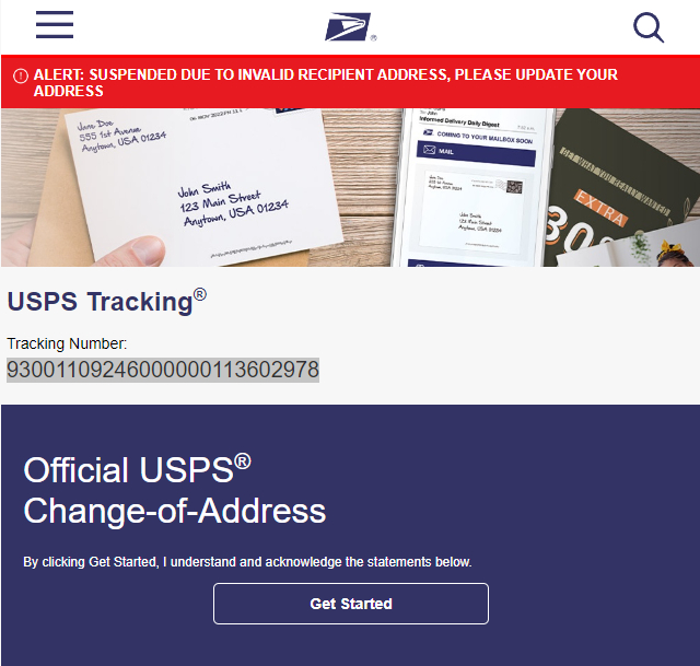 uspsfvc.com fake United Parcel Service Website