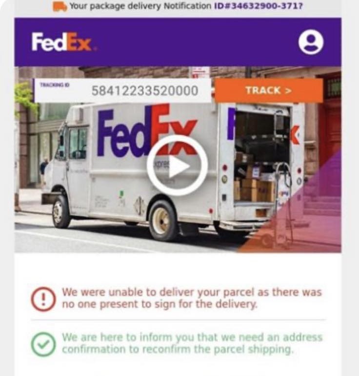 FedEx Package Notification scam email