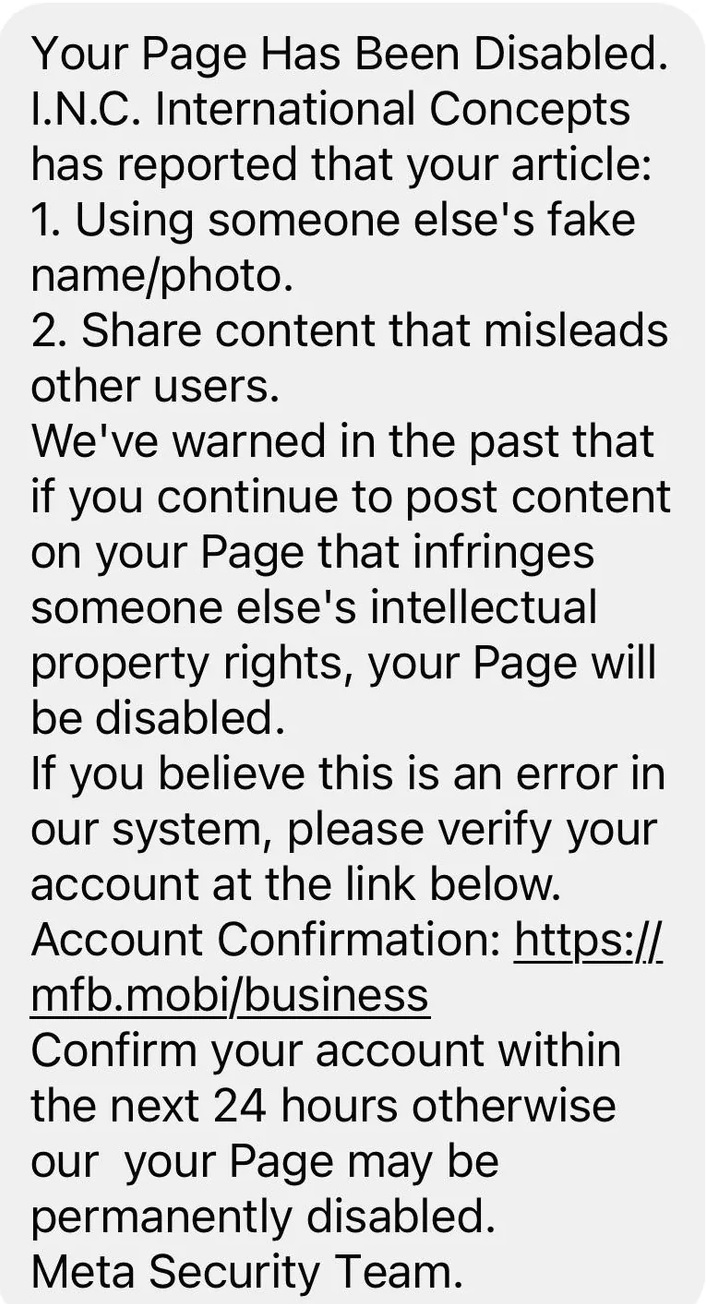 Meta Business Suite scam