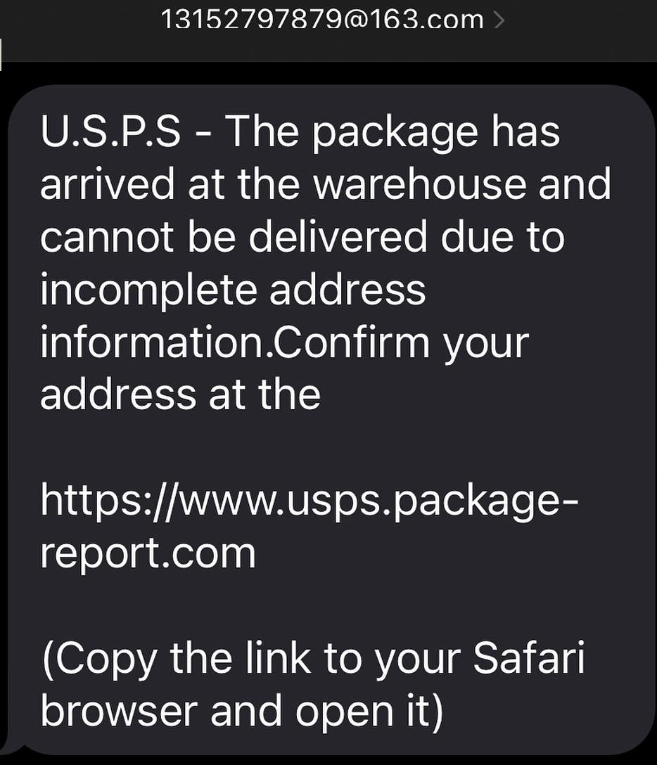 USPS Redelivery Scam Text