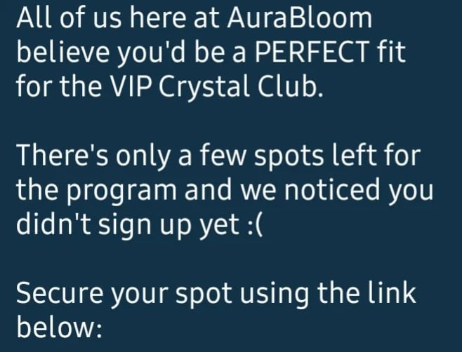 AuraBloom VIP Crystal Club Text
