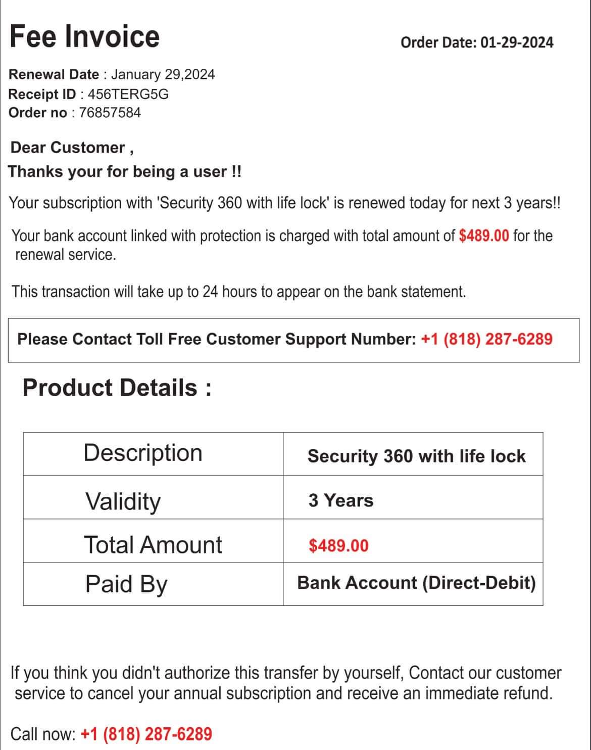 Security 360 with Life Lock Scam