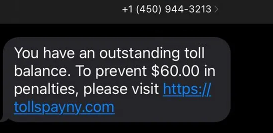 Tolls Pay NY tollspayny.com Scam Text