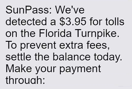 Sunpass Scam Text Message