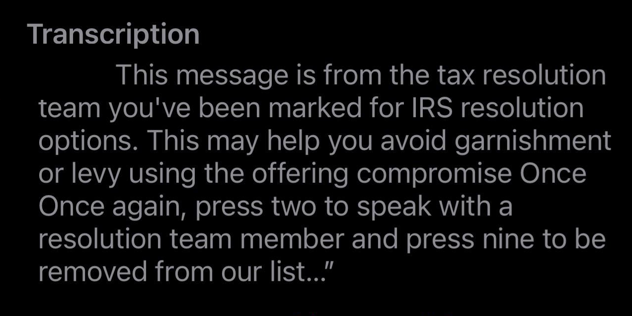 TheTax Resolution Text Scam