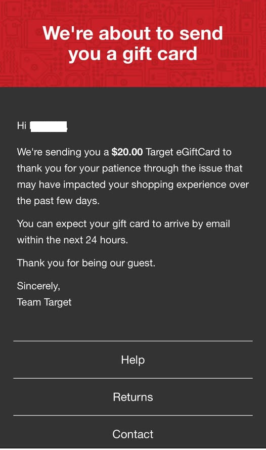 Target $20 eGiftCard Email