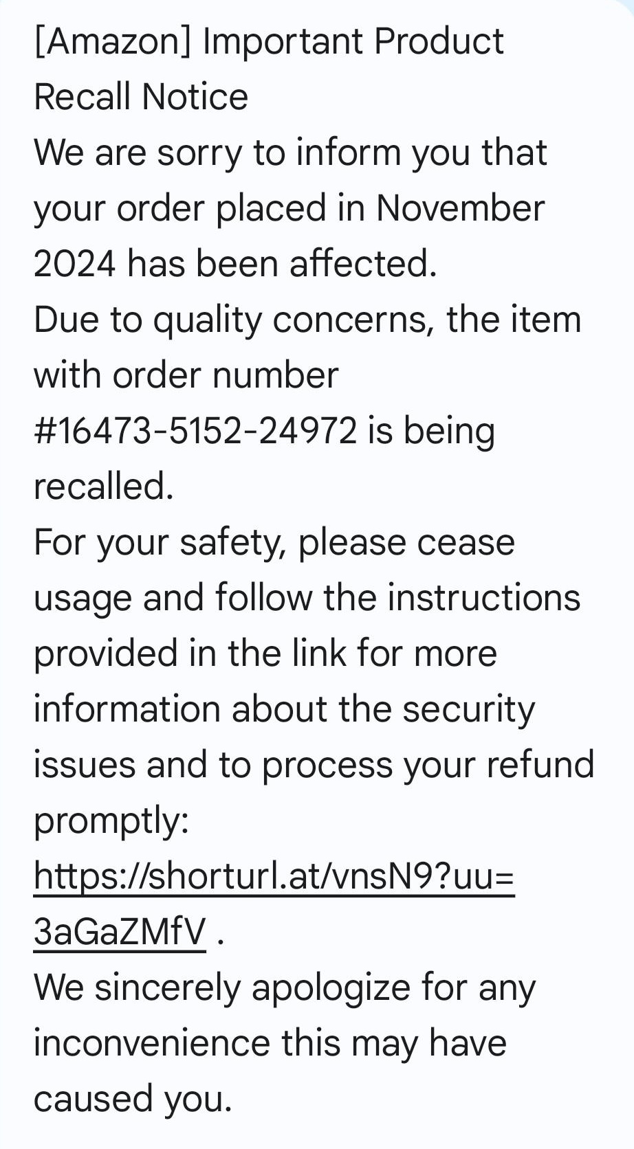 Amazon Order Text Scam