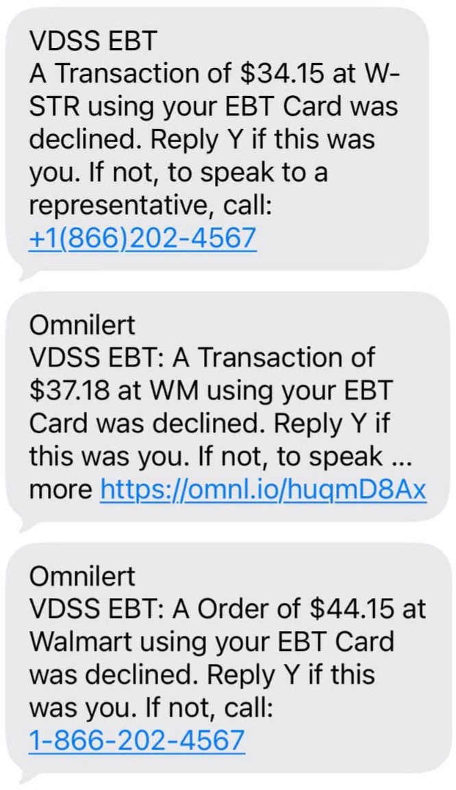 VDSS EBT Text Scams