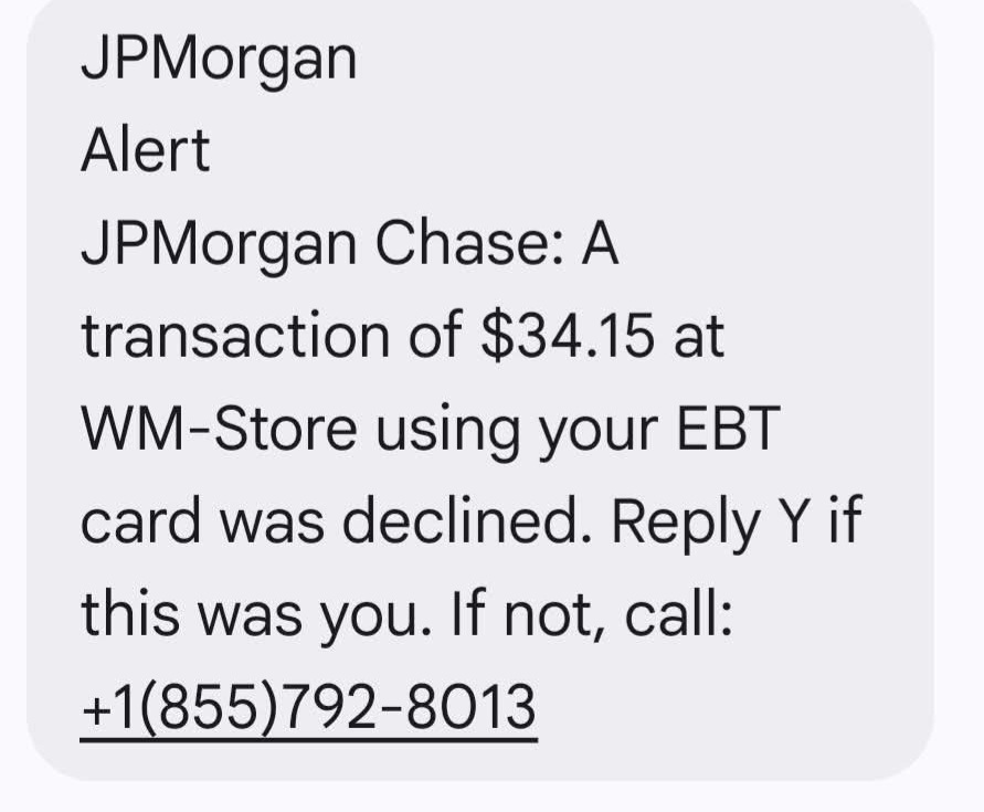 JPMorgan EBT Text Scams