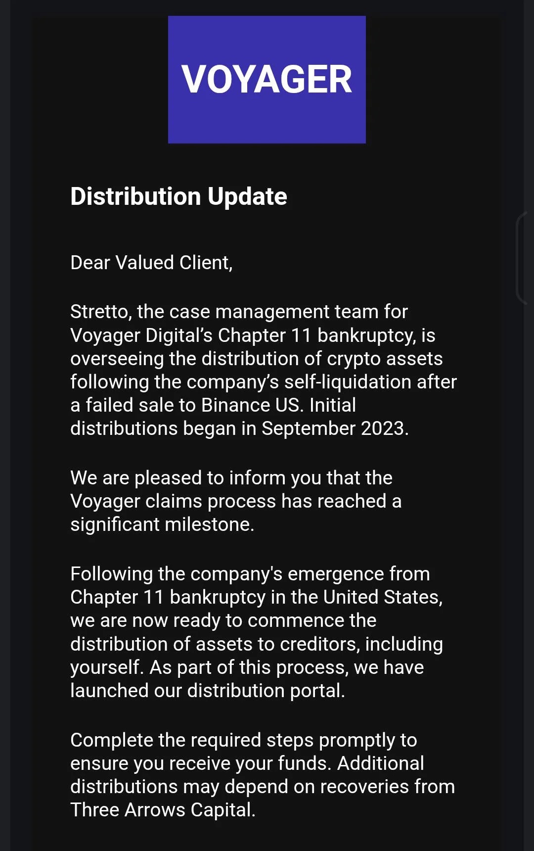Stretto for Voyager Digital Email