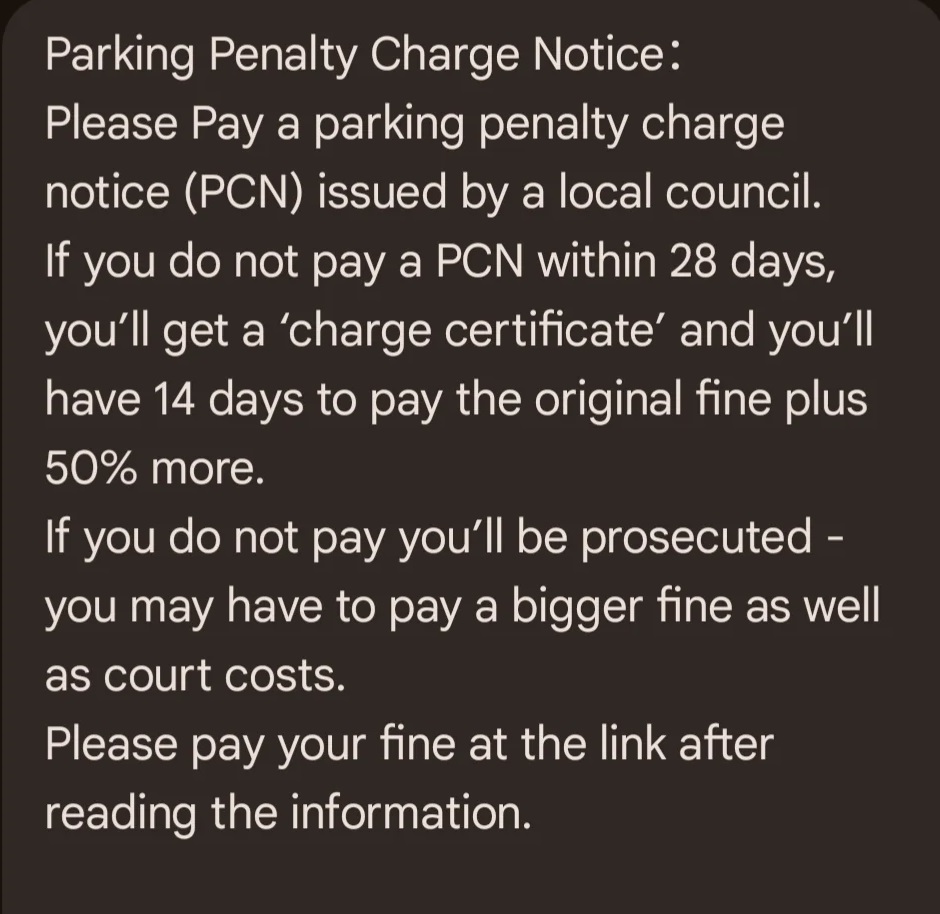Parking Penalty Charge Scam
