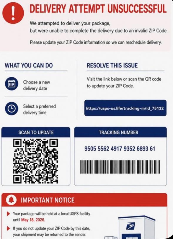 USPS Delivery Attempt Scam