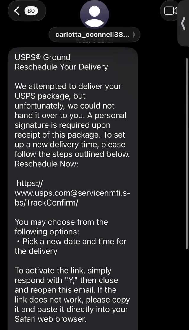 USPS Scam text