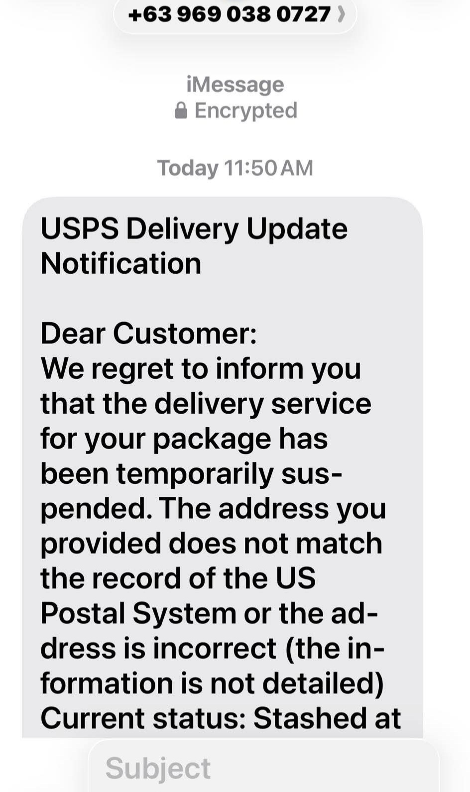 USPS Scam Text Message