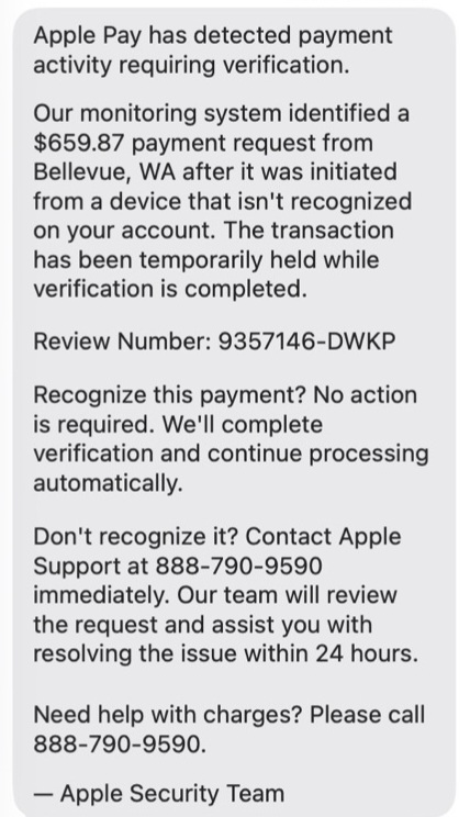 Apple Pay Text Scam