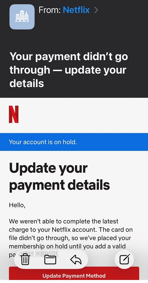 Netflix Scam Update Your Payment Details