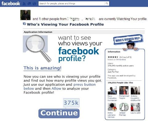 How The Malicious Facebook Application: Who Viewed Your Profile Looks
