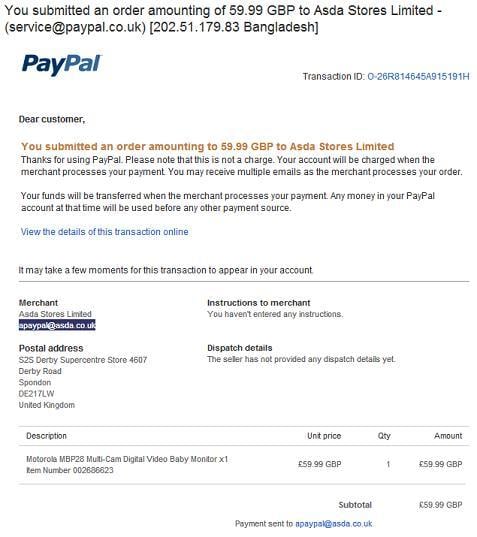 PayPal Phishing Email Scam