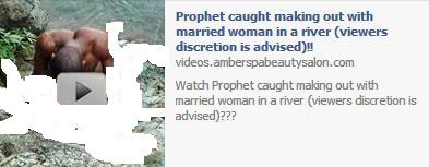 A Prophet caught making out with a married woman in a river Facebook post