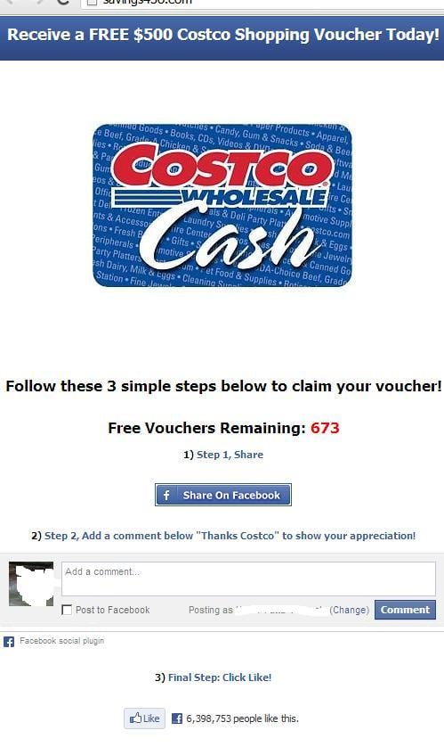 http://savings45o.com Costco Fake Website