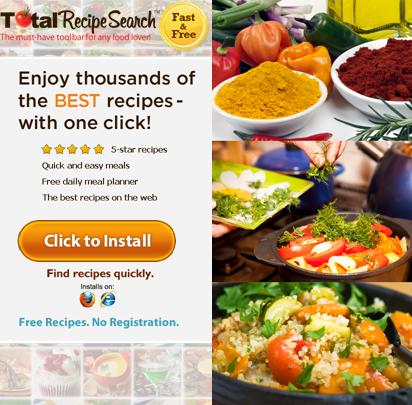 TotalRecipeSearch toolbar  website www.totalrecipesearch.com