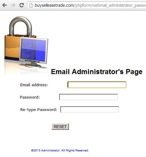 phishing web page webmail_reset.htm on buysellleasetrade.com