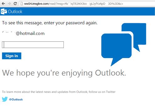 Phishing or Fake Hotmail Outlook Website: hxxp://ww35.imsglive.com