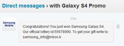 Twitter Galaxy S4 Promo Scam