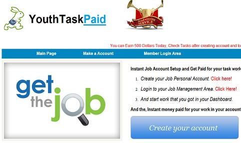 The Fake Internet Job Website - www.YouthTaskPaid.com