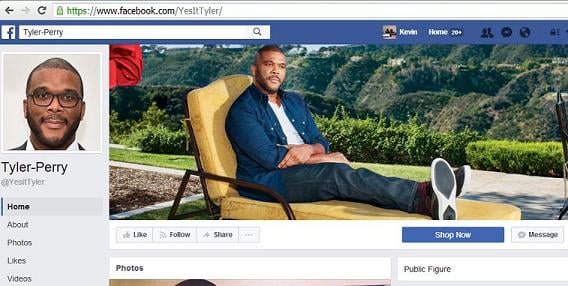 Fake Tyler Perry Facebook Page
