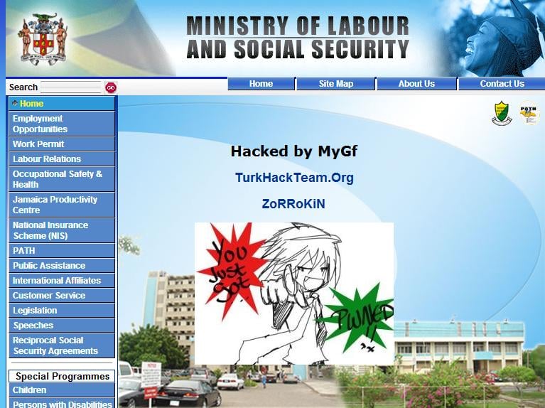 The Hacked Jamaica Ministry of Labour and Social Security Website