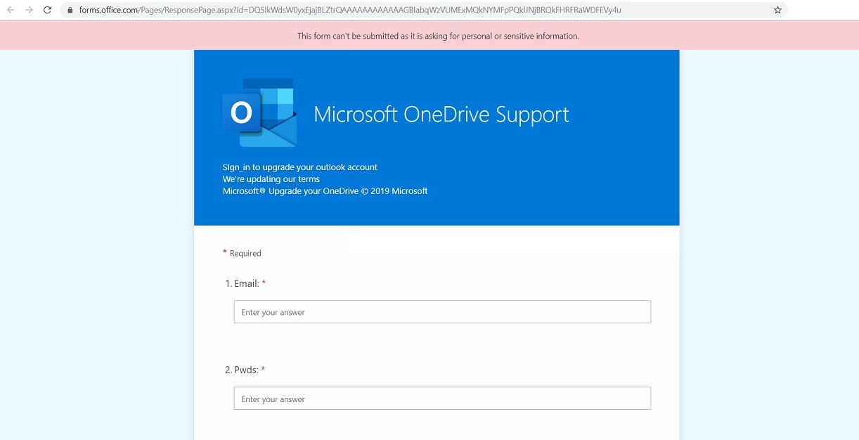 Your OneDrive is Full Phishing Scam