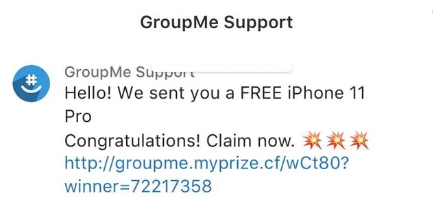 GroupMe iPhone Scam Giveaway Free