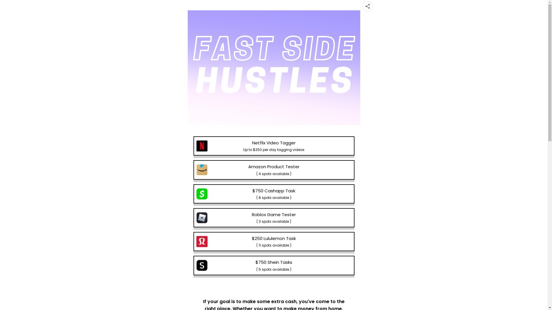The Fast Side Hustle Website